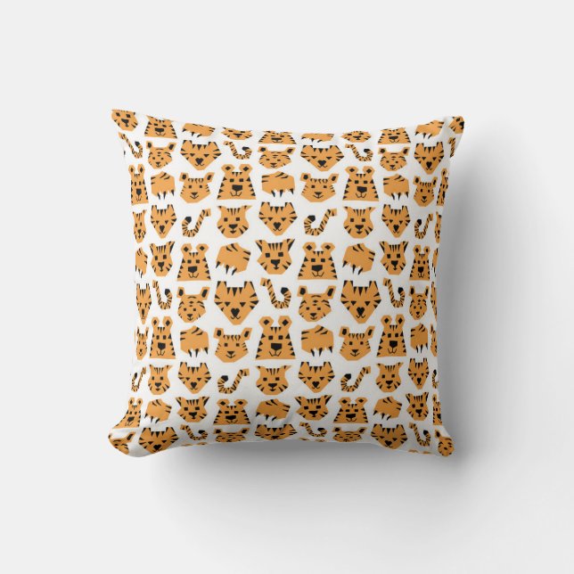 Tangerine Triangle Tigers Throw Pillow (Front)