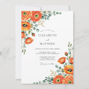Tangerine Vibrant Autumnal Wedding Invitation