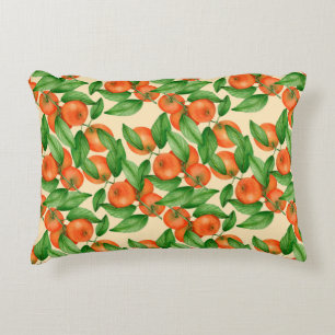 Tangerine watercolor pattern accent pillow