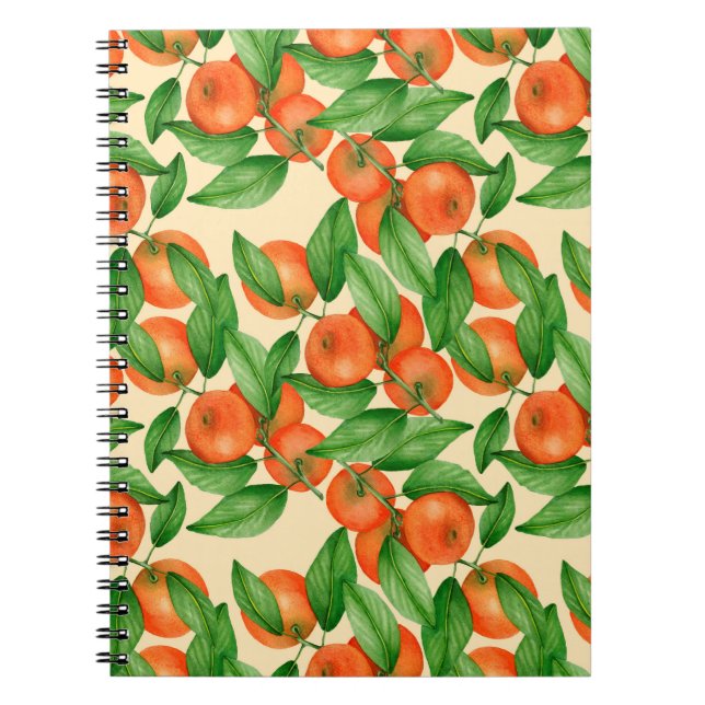 Tangerine watercolor pattern notebook (Front)