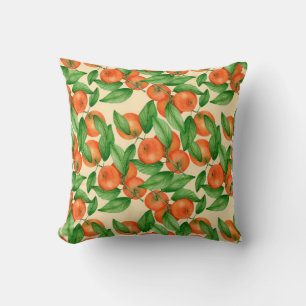 Tangerine watercolor pattern throw pillow