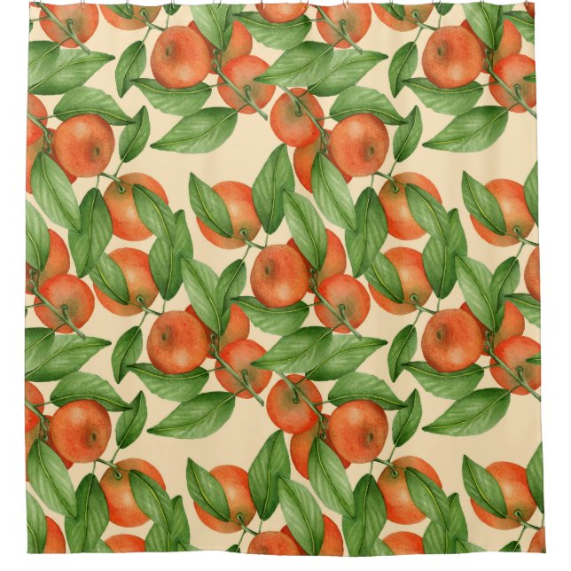 Tangerine watercolor, seamless fruit pattern. (Front)