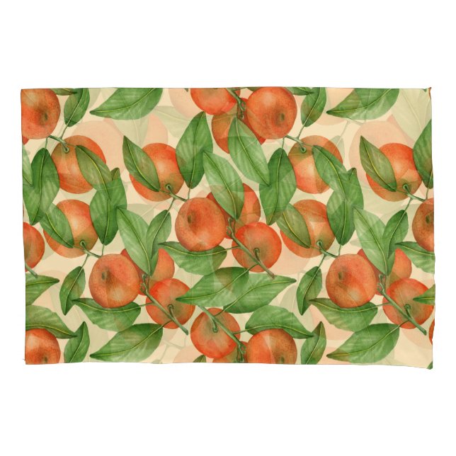 Tangerine watercolor, seamless fruit pattern. pillowcase (Front)