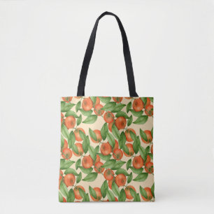Tangerine watercolor, seamless fruit pattern. tote bag