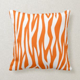 Tangerine Zebra Print Throw Pillow