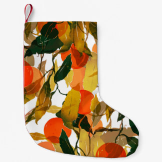Tangerines tree: juicy seamless pattern. small christmas stocking