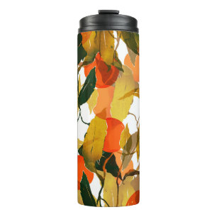 Tangerines tree: juicy seamless pattern. thermal tumbler
