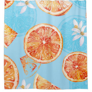 Tangerines Watercolor: Blue Luxurious Fabric