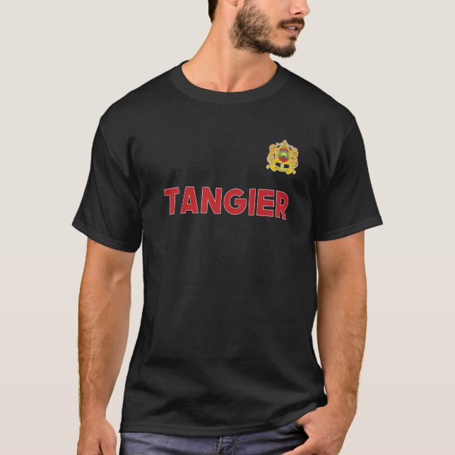 Tangier Morocco National Flag Heart Emblem Crest T-Shirt (Front)