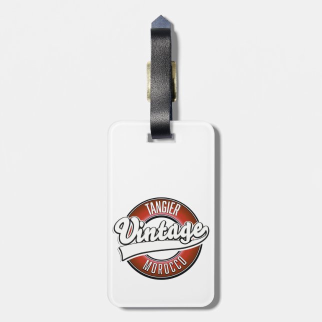 Tangier morocco vintage logo luggage tag (Back Vertical)