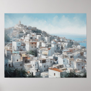 Tangier Morocco Watercolor Art Print Poster