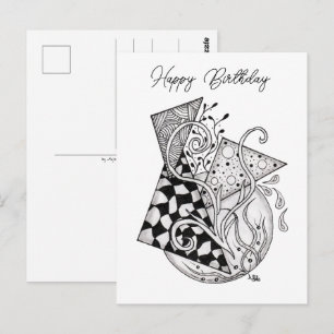 Tangle Art: Florales Design, Ovale -  Postcard