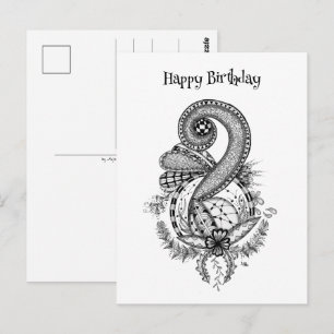Tangle Art: Florales Motiv -  Postcard