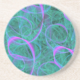 Tangled Blue and Pink Ribbons Coaster