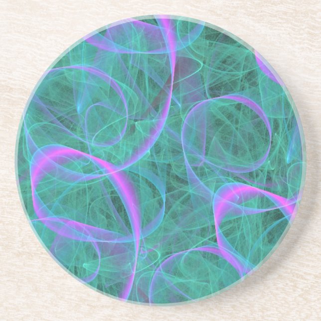 Tangled Blue and Pink Ribbons Coaster (Front)