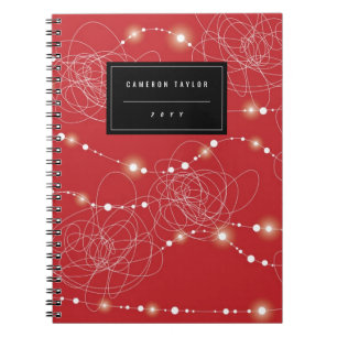 Tangled Bright Christmas Fairy Lights Glow Holiday Notebook
