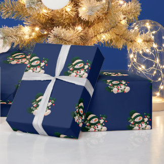 Tangled Christmas Lights Snowman Wrapping Paper