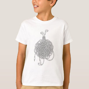 Tangled Earphone Knot Chaos Kids T-Shirt