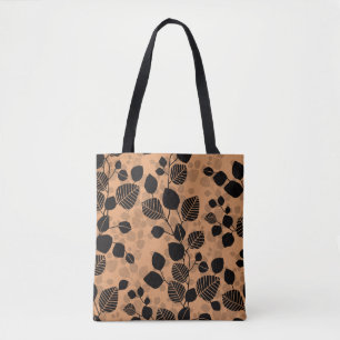 Tangled Foliage Canopy - black leaves on peach Tote Bag