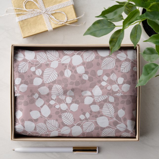 Tangled Foliage Canopy Blush Botanical Silhouette Tissue Paper (Gift)