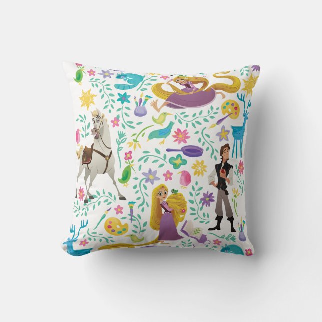 Tangled | Friends to the End Pattern Throw Pillow (Front)