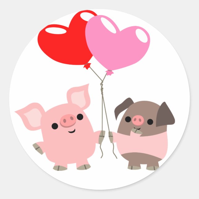 Tangled Hearts (Cartoon Pigs) sticker (Front)