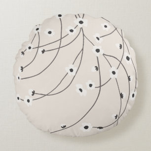 Tangled in Bloom Warm Vintage Round Pillow