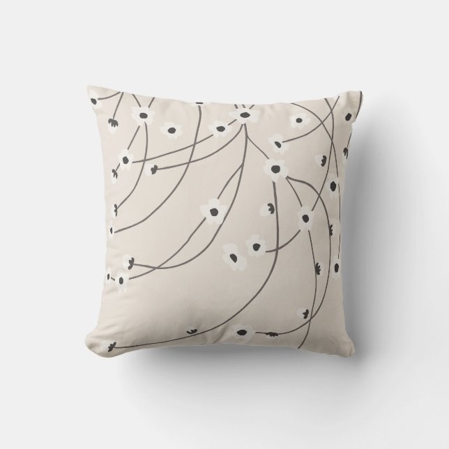 Tangled in Bloom Warm Vintage  Throw Pillow (Front)