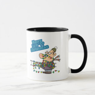 tangled in lights merry bleeping christmas cartoon mug