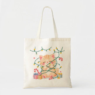 Tangled Kitten Christmas Tote Bag
