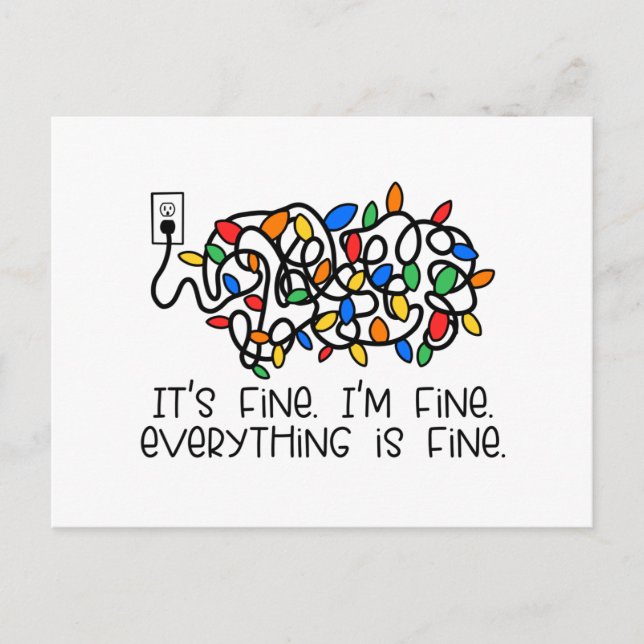 Tangled Light Bulbs Everything is Fine Postcard (Front)