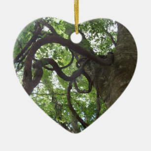 tangled old grapevines in tree ceramic ornament