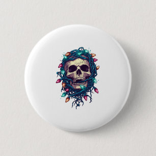 Tangled Skullmas � Funny Xmas Skeleton 2 Inch Round Button