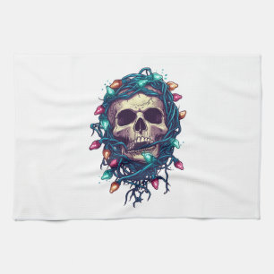 Tangled Skullmas � Funny Xmas Skeleton Kitchen Towel