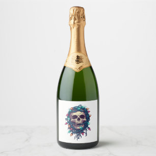 Tangled Skullmas � Funny Xmas Skeleton Sparkling Wine Label