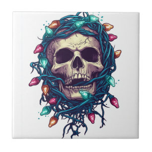 Tangled Skullmas � Funny Xmas Skeleton Tile