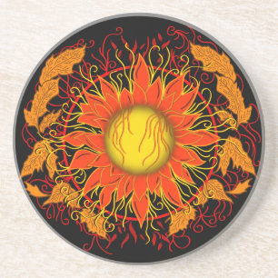 Tangled Sun, Sunshine Abstract Art Coaster