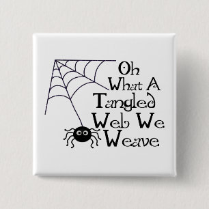 Tangled Web Spider 2 Inch Square Button