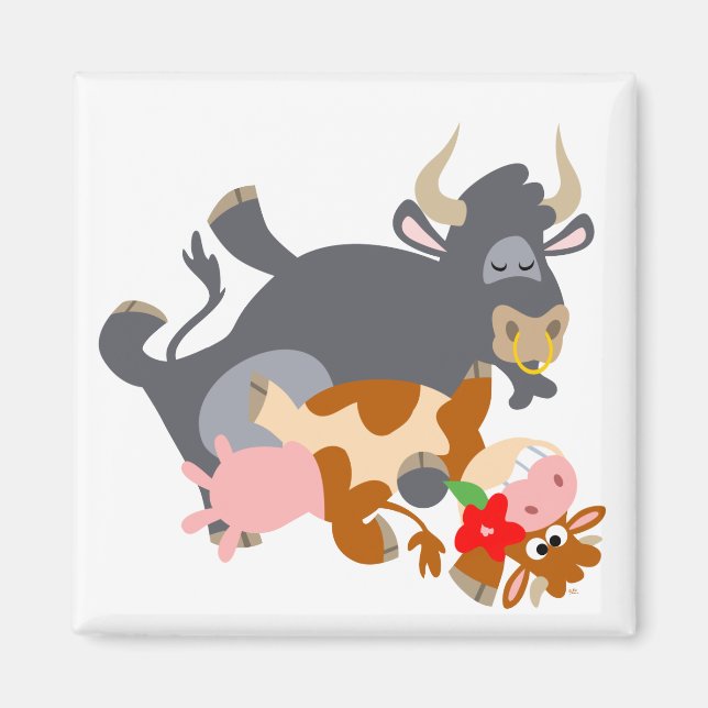 Tango ! ! aimant (taureau et vache de dessin animé (Devant)