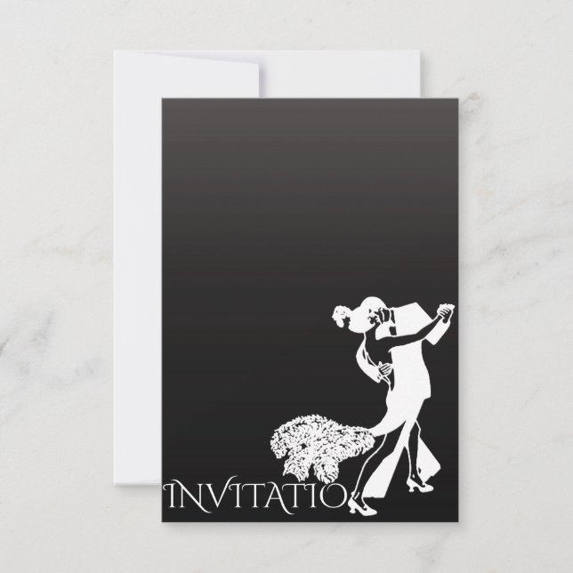 Tango Classic Dance Black Grey Ombre Invitation (Front)