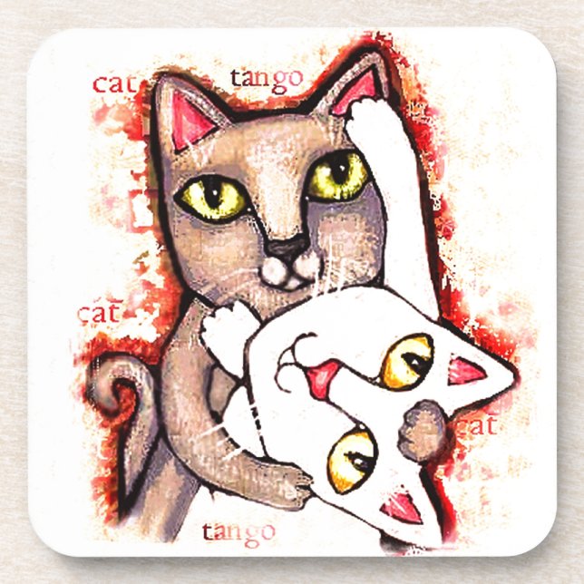 Tango Dance Cats Coaster Set (Front)