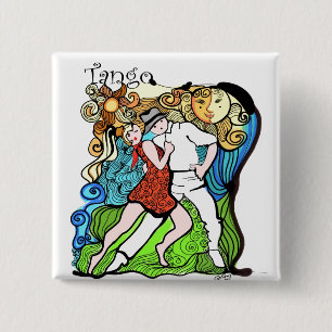 Tango Dance - Two Little Tangueros 2 Inch Square Button
