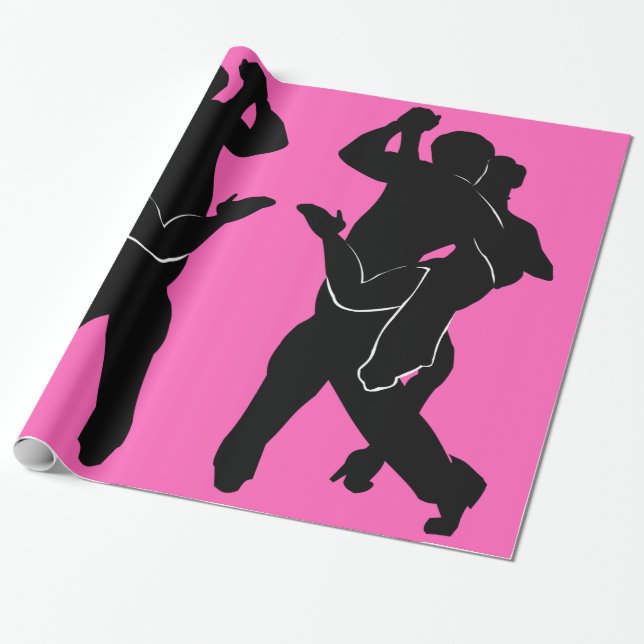 Tango Dancer Pink Wrapping Paper Choose Colour (Unrolled)