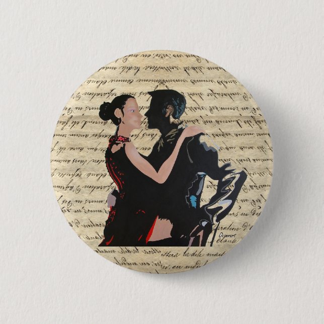 Tango dancers 2 inch round button (Front)