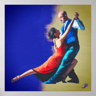 Tango dancers - hand painting poster