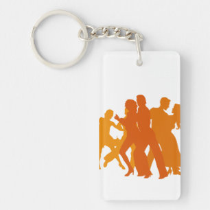 Tango Dancers Illustration Keychain