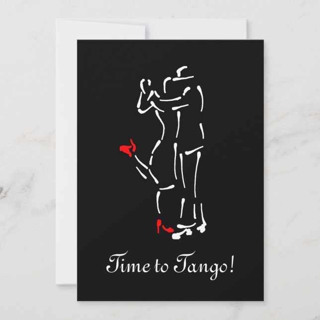 Tango Dancers (Red Shoes) with Customizable Text Invitation (Front)