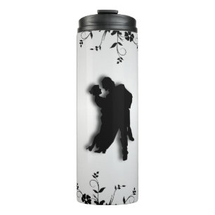 Tango Dancers Silhouette 1 Silver Thermal Tumbler