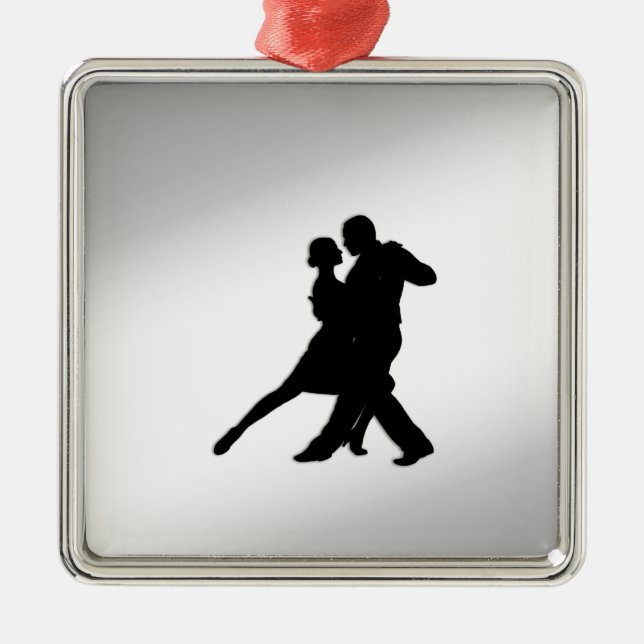 Tango Dancers Silhouette Metal Ornament (Front)