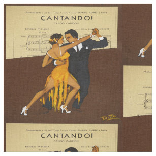 Tango Dancers Vintage Poster Print Fabric